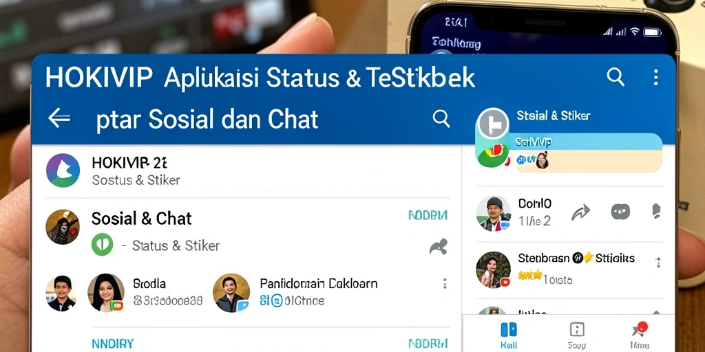Antarmuka HOKIVIP menampilkan berbagai stiker dan status menarik.