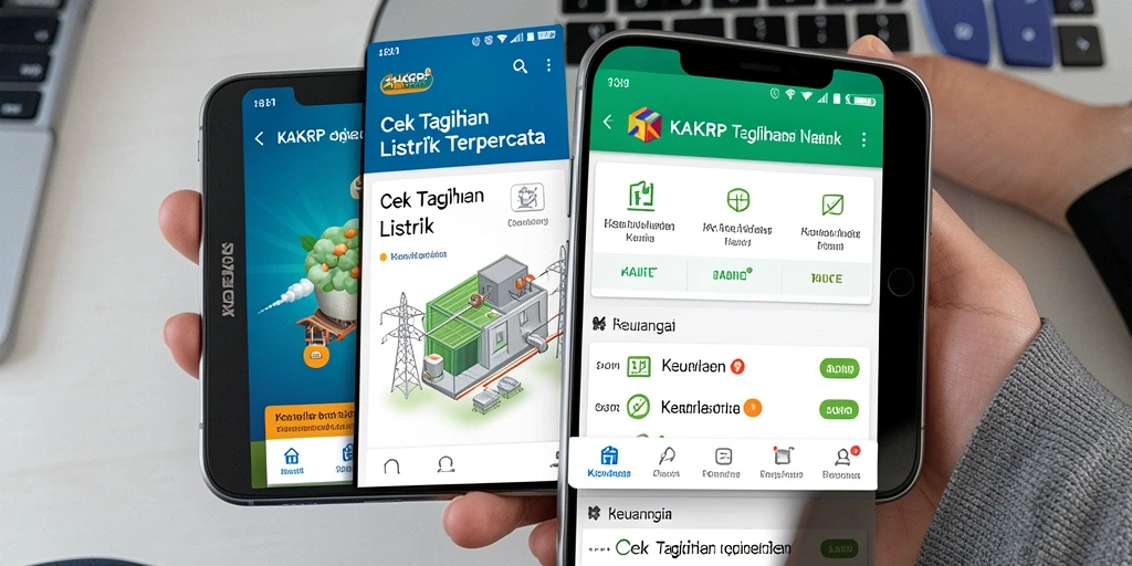 Tampilan antarmuka KAKRP dengan fitur cek tagihan listrik yang praktis.
