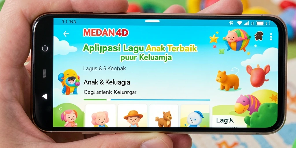 Tampilan antarmuka aplikasi MEDAN4D dengan pilihan lagu anak.