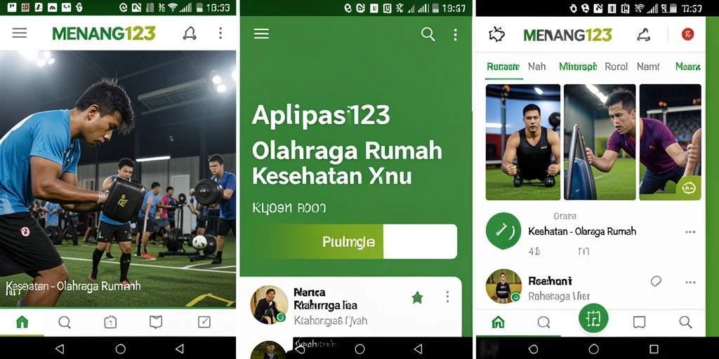 Screenshot antarmuka aplikasi MENANG123 untuk olahraga rumah.
