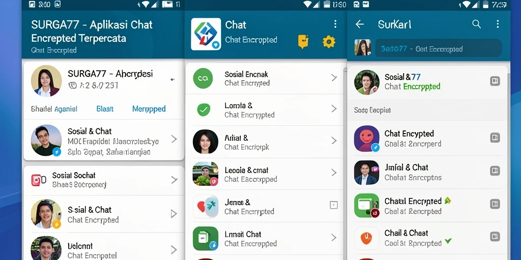 Antarmuka SURGA77 yang menunjukkan fitur chat terenkripsi.